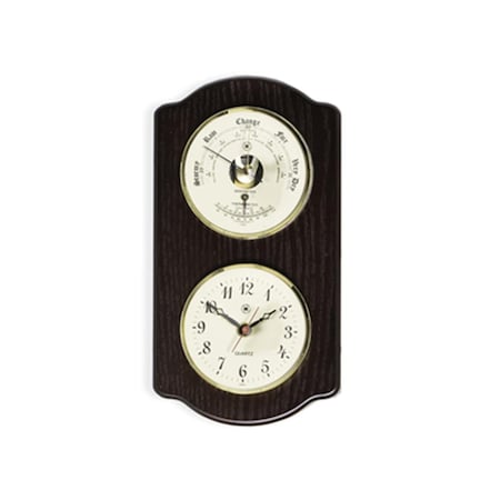 Agenda International Brass Quartz Clock Barometer with Thermometer - Ash Wood AG3349617